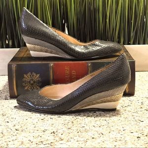 VINTAGE Saldana Genuine Reptile Leather Multi-color Rare Wedge Shoes Sz. 9